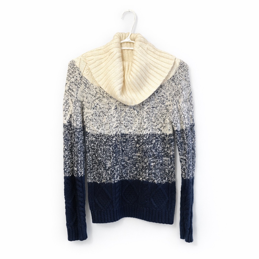 3/$25 | RW&Co. Chunky Cable Knit Cowl Neck Sweater | Cream Grey Black | XS